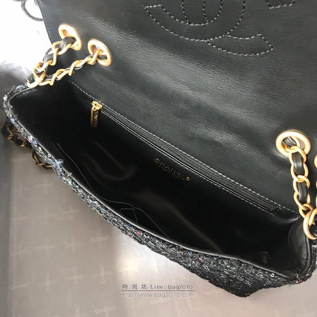 Chanel女包 19春夏粉色花呢 香奈兒大logo翻蓋包 香奈兒鏈條包 香奈爾單肩女包  djc2567
